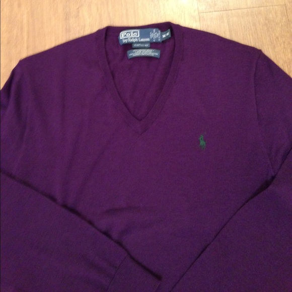 Polo Ralph Lauren V Neck Sweater Marino wool Med - Picture 2 of 3